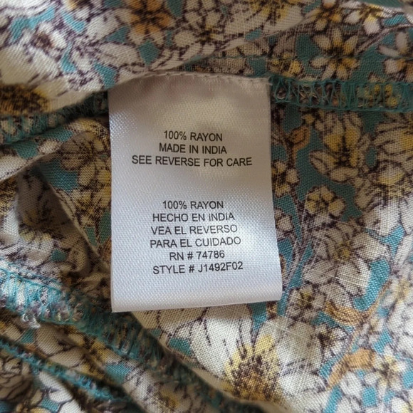 Patrons of Peace Tie Front Long Bishop Sleeve Crop Top Woman's XS Floral  Boho - Picture 6 of 6